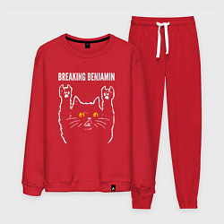 Костюм хлопковый мужской Breaking Benjamin rock cat, цвет: красный