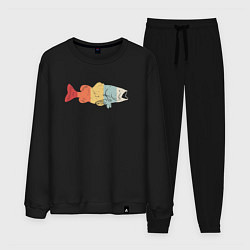 Костюм хлопковый мужской Color fish, цвет: черный