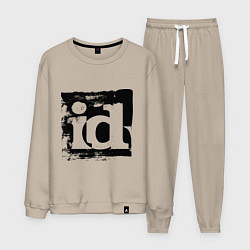 Костюм хлопковый мужской ID software logo, цвет: миндальный