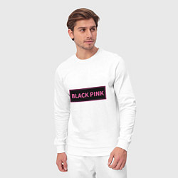 Костюм хлопковый мужской Логотип Блек Пинк, цвет: белый — фото 2