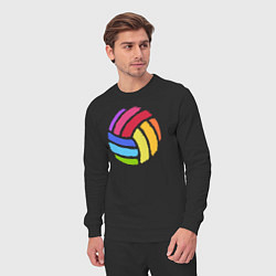 Костюм хлопковый мужской Rainbow volleyball, цвет: черный — фото 2