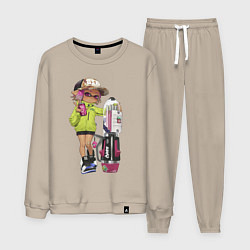 Костюм хлопковый мужской Inkling girl, цвет: миндальный