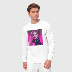 Костюм хлопковый мужской Blackpink Lisa аниме рисунок, цвет: белый — фото 2