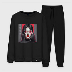 Костюм хлопковый мужской Blackpink Jennie рисунок аниме, цвет: черный