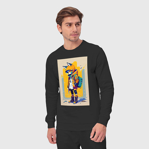 Мужской костюм Fox cub - urban style - neural network / Черный – фото 3