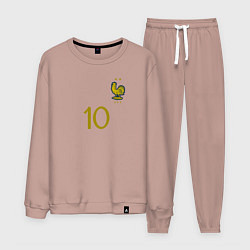 Костюм хлопковый мужской Килиан Мбаппе ЧМ 2022 сборная Франции, цвет: пыльно-розовый