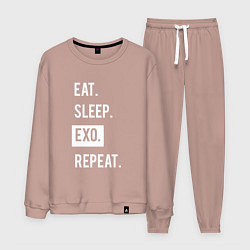 Костюм хлопковый мужской Eat Sleep EXO Repeat, цвет: пыльно-розовый