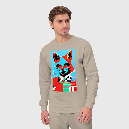 Мужской костюм Морда лисы - поп-арт - нейросеть / Миндальный – фото 3