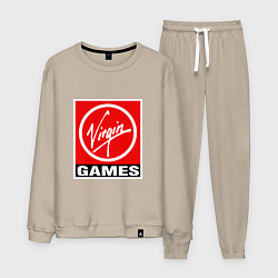 Костюм хлопковый мужской Virgin games logo, цвет: миндальный