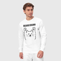 Костюм хлопковый мужской Breaking Benjamin - rock cat, цвет: белый — фото 2