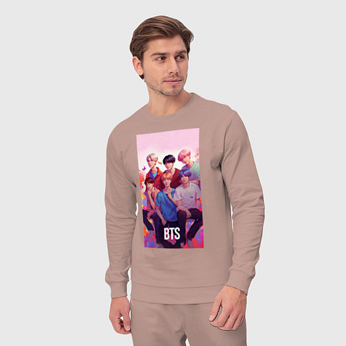 Мужской костюм BTS art anime style / Пыльно-розовый – фото 3