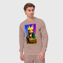 Костюм хлопковый мужской Fox girl - fashionista - pop art, цвет: пыльно-розовый — фото 2