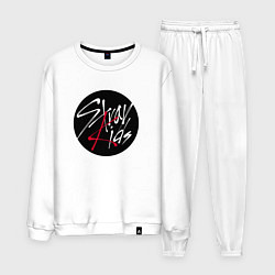 Костюм хлопковый мужской Stray Kids logo, цвет: белый