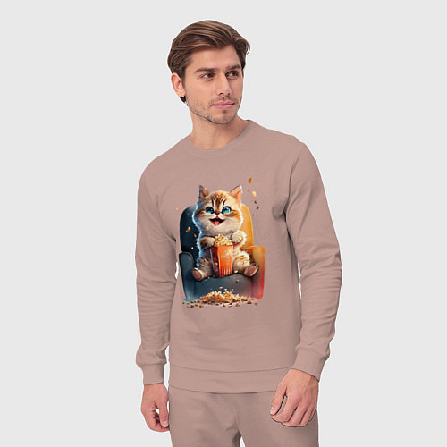 Мужской костюм Веселый котик с попкорном / Пыльно-розовый – фото 3