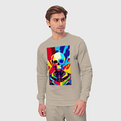 Костюм хлопковый мужской Pop art skull, цвет: миндальный — фото 2