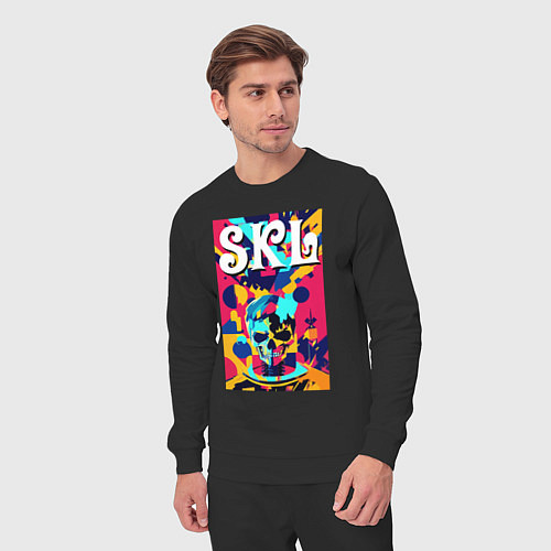 Мужской костюм Funny skull - pop art - neural network / Черный – фото 3
