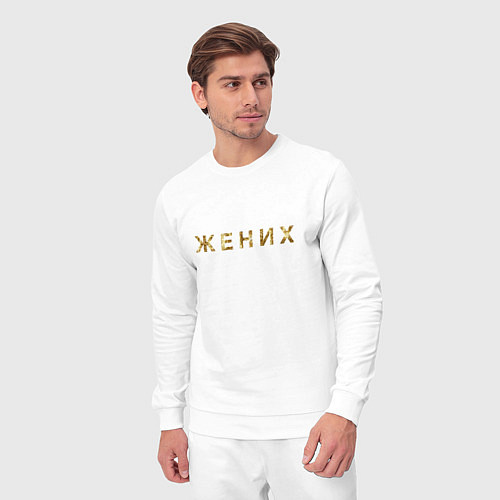 Мужской костюм Жених золото и блестки / Белый – фото 3