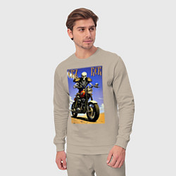 Костюм хлопковый мужской Crazy racer - skeleton - motorcycle, цвет: миндальный — фото 2