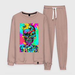 Костюм хлопковый мужской Cool skull - pop art - vogue, цвет: пыльно-розовый