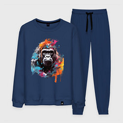 Костюм хлопковый мужской Граффити с гориллой, цвет: тёмно-синий