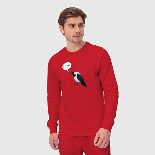 Мужской костюм Смешная ворона с надписью / Красный – фото 3
