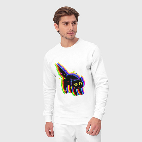 Мужской костюм Глюк кот - Technical Glitch / Белый – фото 3