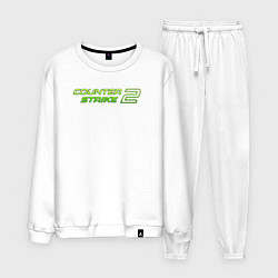 Костюм хлопковый мужской Counter strike 2 green logo, цвет: белый