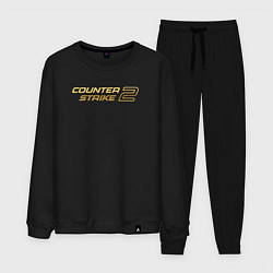 Костюм хлопковый мужской Counter strike 2 gold logo, цвет: черный