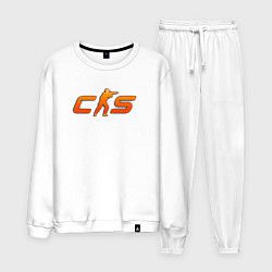 Костюм хлопковый мужской CS 2 orange logo, цвет: белый