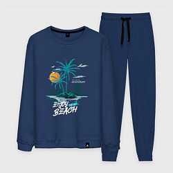 Костюм хлопковый мужской Enjoy to the beach, цвет: тёмно-синий