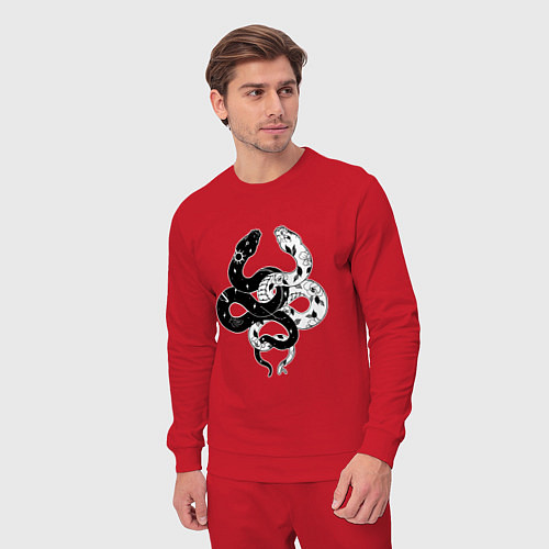 Мужской костюм Змеи инь и янь - черное белое / Красный – фото 3