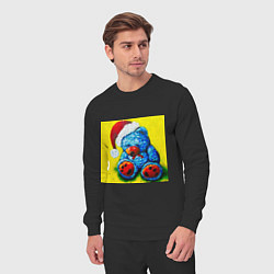 Костюм хлопковый мужской Плюшевый синий Санта мишка, цвет: черный — фото 2