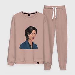 Костюм хлопковый мужской Вампир для Хэллоуина - мультяшная стилизация, цвет: пыльно-розовый