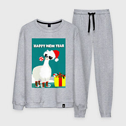 Мужской костюм Лама - альпака Санта Клаус на коньках