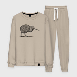 Костюм хлопковый мужской Птица киви в профиль, цвет: миндальный