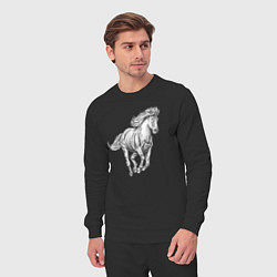 Костюм хлопковый мужской Белая лошадь скачет, цвет: черный — фото 2