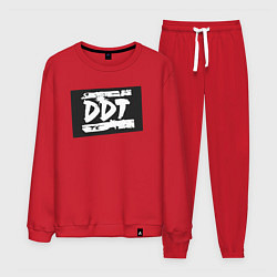 Костюм хлопковый мужской ДДТ - логотип, цвет: красный
