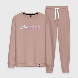 Костюм хлопковый мужской Newjeans logo, цвет: пыльно-розовый