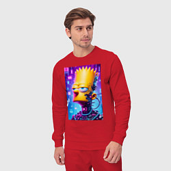 Костюм хлопковый мужской Cyber Bart Simpson - ai art, цвет: красный — фото 2