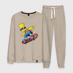 Костюм хлопковый мужской Bart Simpson on a skateboard - extreme, цвет: миндальный