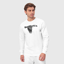 Костюм хлопковый мужской Тукан летит, цвет: белый — фото 2