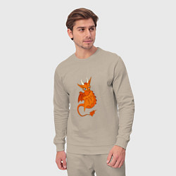 Костюм хлопковый мужской Оранжевый дракон, цвет: миндальный — фото 2