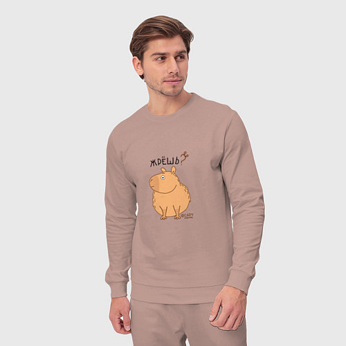 Мужской костюм Мем капибара: жрешь / Пыльно-розовый – фото 3