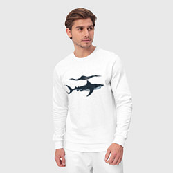 Костюм хлопковый мужской Акула в профиль, цвет: белый — фото 2