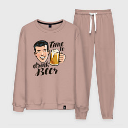 Костюм хлопковый мужской Время для пива, цвет: пыльно-розовый