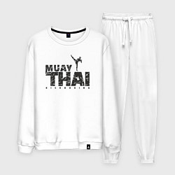 Костюм хлопковый мужской Kickboxing muay thai, цвет: белый