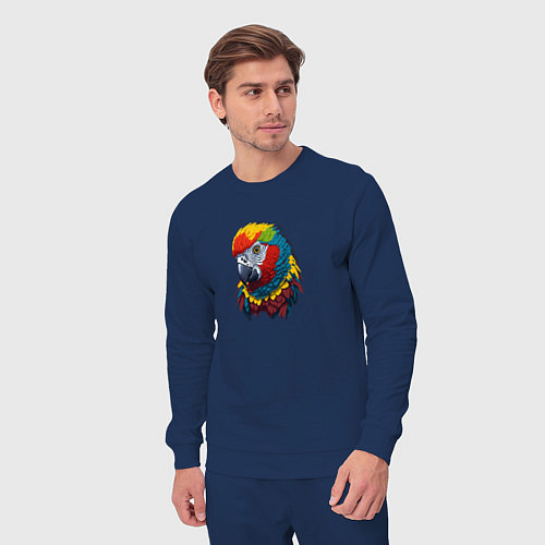 Мужской костюм Красочный попугай в ярких перьях / Тёмно-синий – фото 3