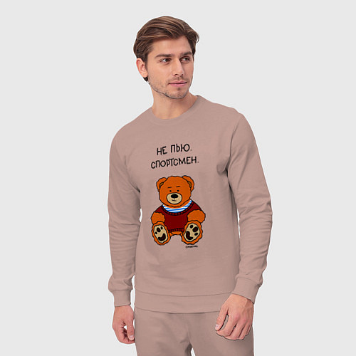 Мужской костюм Мишка в тельняшке спортсмен / Пыльно-розовый – фото 3