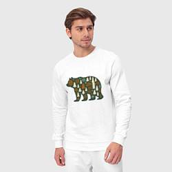 Костюм хлопковый мужской Медведь и тайга, цвет: белый — фото 2