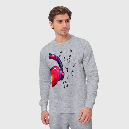 Мужской костюм The heart in the headphones left / Меланж – фото 3